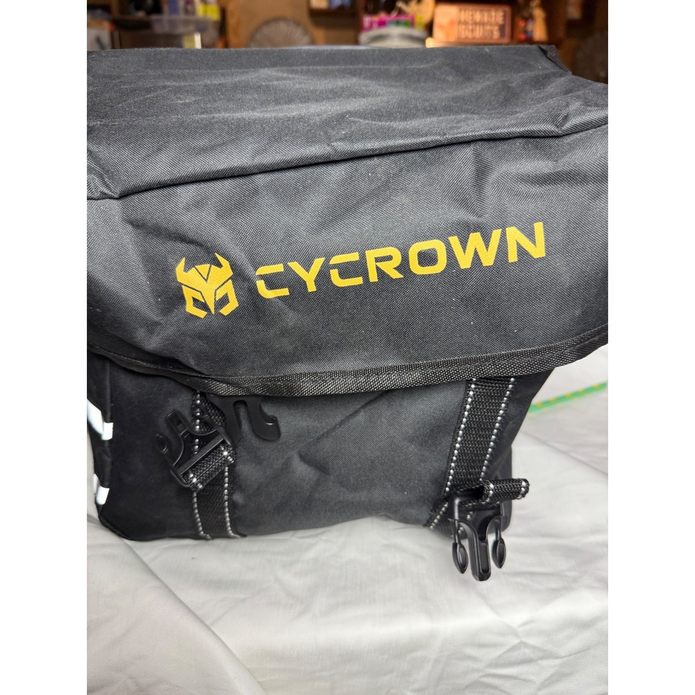 Cycrown Bicycle Pannier Bag Rear Rack Double Side Cargo Bag Black Reflective